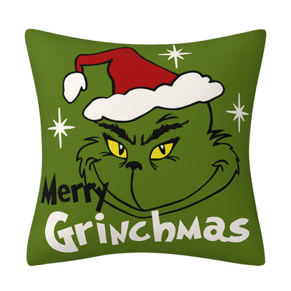 Grinch Christmas Pillow Cover Cushion Sofa Pillowcase