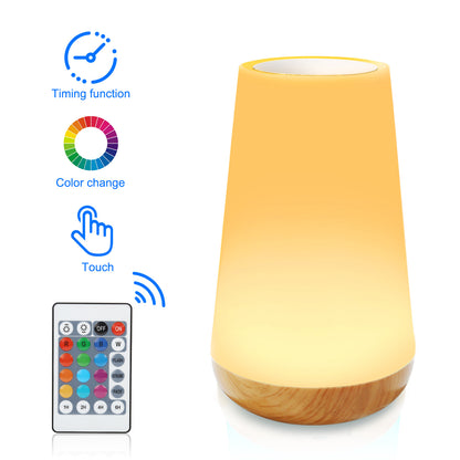 Wood grain remote control touch night light bedroom bedside lamp