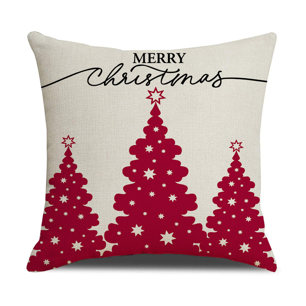 Pink cartoon Christmas linen pillowcase, sofa cushion, home goods pillowcase