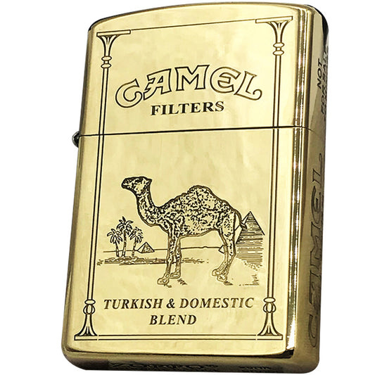 Brass Camel Kerosene Lighter Carved Retro Windproof Grinding Wheel Flip Cigarette Lighter