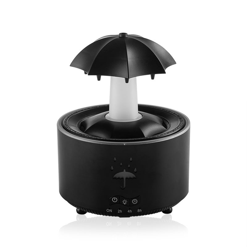 Rotating umbrella water droplet humidifier rainbow lights remote control aromatherapy