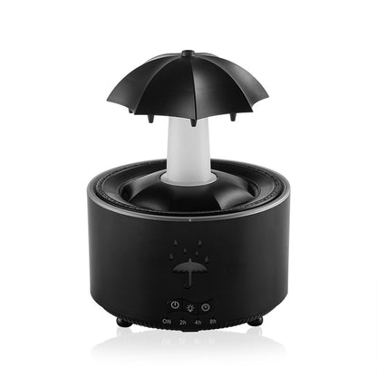 Rotating umbrella water droplet humidifier rainbow lights remote control aromatherapy