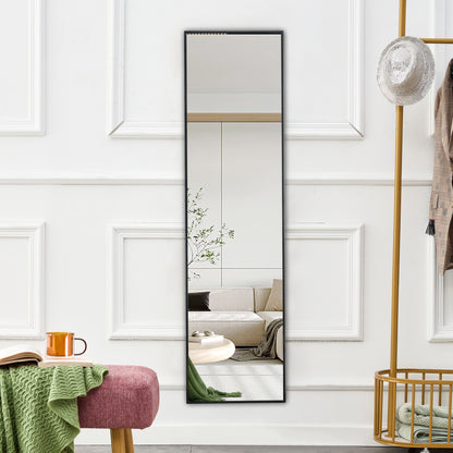 Aluminum alloy metal frame wall mounted full-length mirror black 65 * 23“