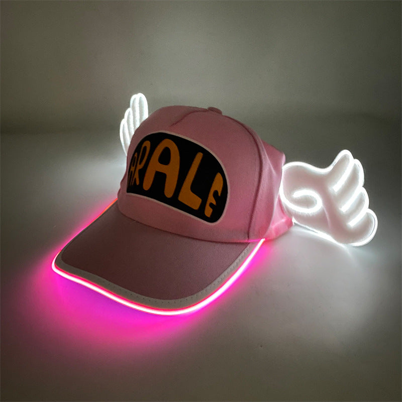 Alarei hat LED luminous duckbill hat adult baseball outdoor angel wing hat cute cool fluorescent