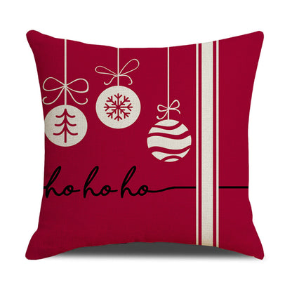 Pink cartoon Christmas linen pillowcase, sofa cushion, home goods pillowcase