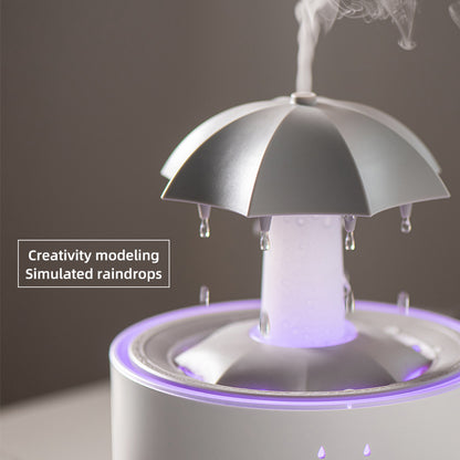 Rotating umbrella water droplet humidifier rainbow lights remote control aromatherapy