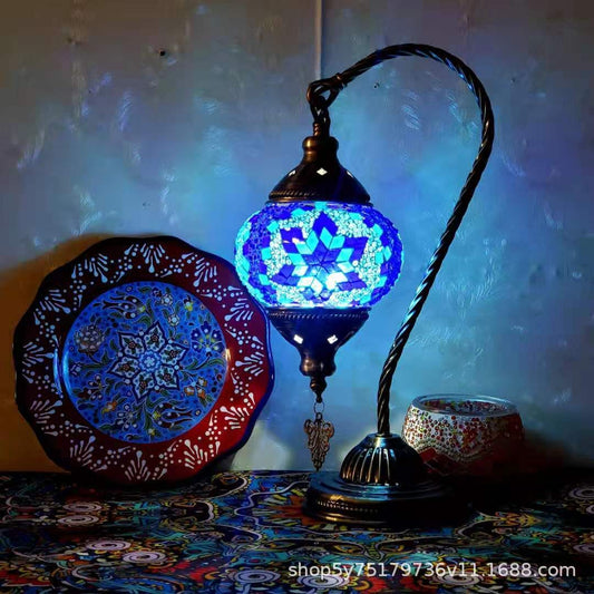 Exotic Moroccan retro mosaic study bedside Little Swan Cafe dressing table coffee table decorative lamp