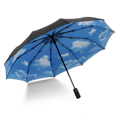 Unisex Umbrella Fully automatic double-layer 10 bone rain and wind resistant triple fold