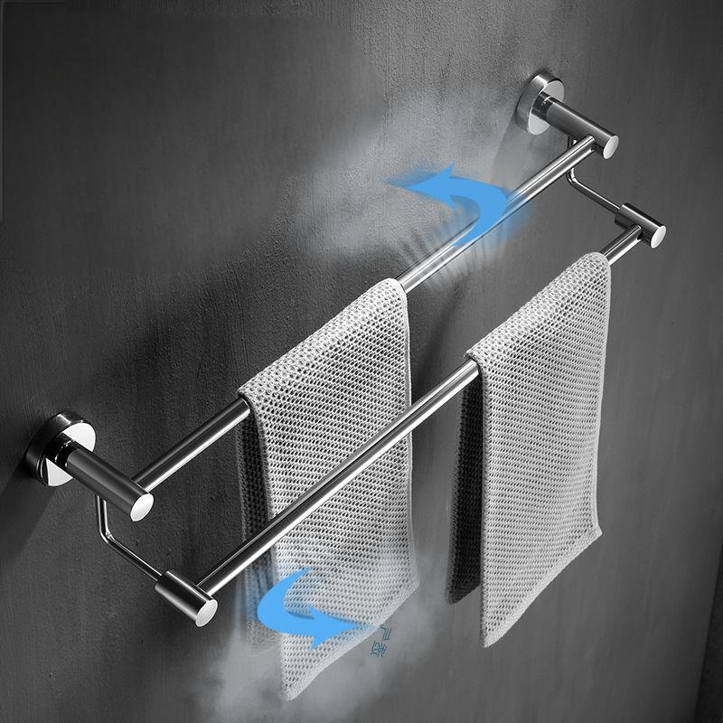 304 stainless steel towel rack, non perforated, bathroom towel double pole hanging rack, household towel rack