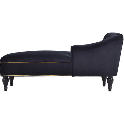 58 inch velvet lounge chair, right arm lounge chair with head decoration and solid wood legs