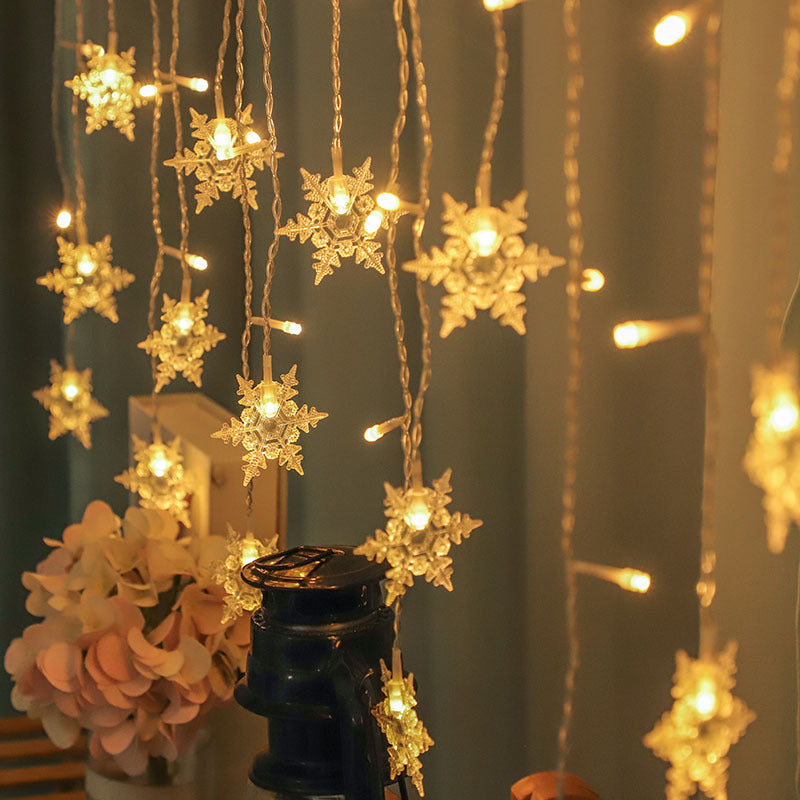 Snowflake LED star curtain light string