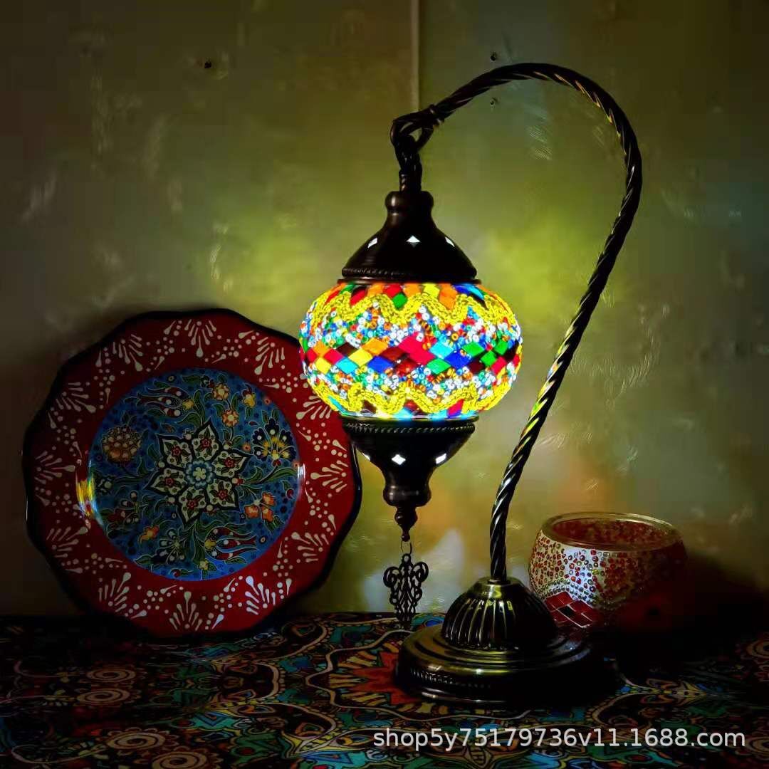 Exotic Moroccan retro mosaic study bedside Little Swan Cafe dressing table coffee table decorative lamp