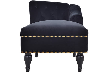 58 inch velvet lounge chair, right arm lounge chair with head decoration and solid wood legs