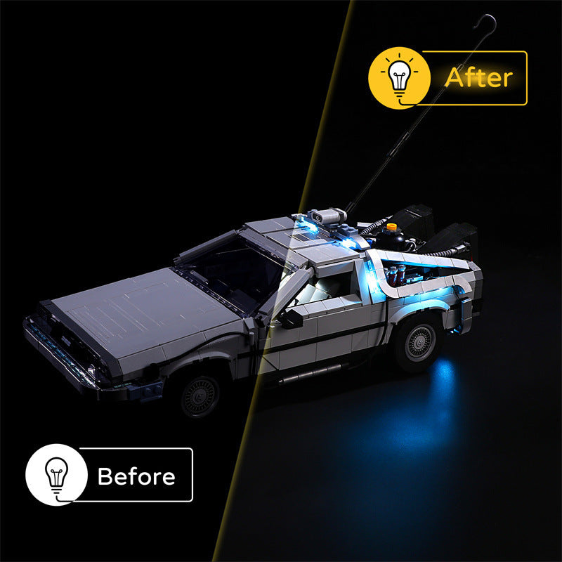 Compatible with LEGO 10300 Back to the Future Time Machine LED Lighting Mechanical Assembly Building Blocks Toy Models Lighting