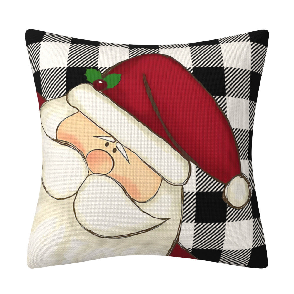 Red Snowman Printed Cushion Cover, Decorative Sofa Cover, Home Furnishings