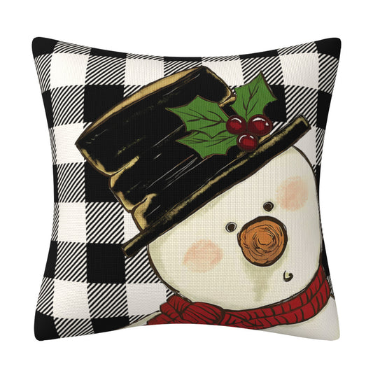 Red Snowman Printed Cushion Cover, Decorative Sofa Cover, Home Furnishings